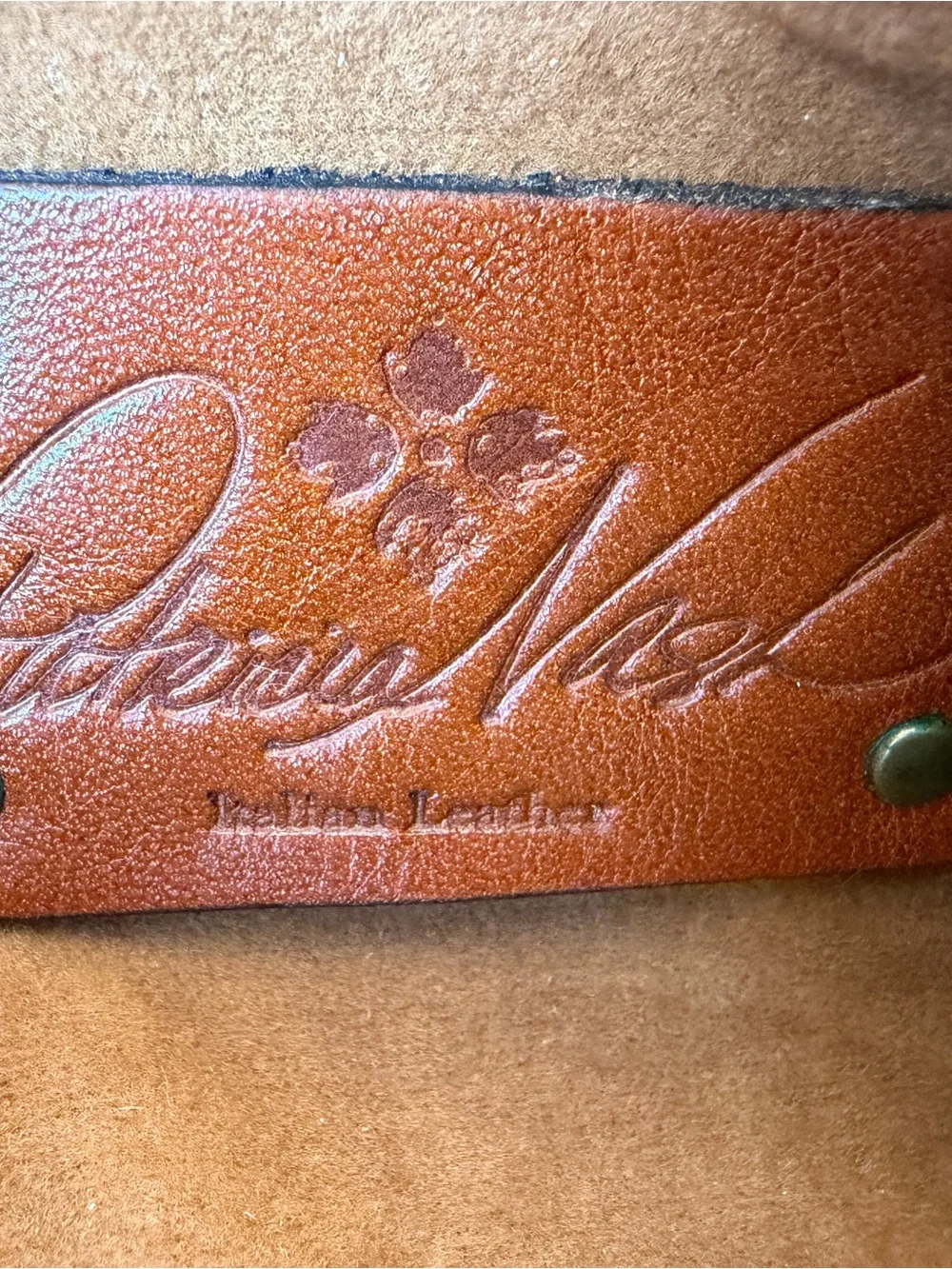 Patricia Nash Tooled Leather Pencil Case Cosmetic Bag Wristlet Cognac Brown